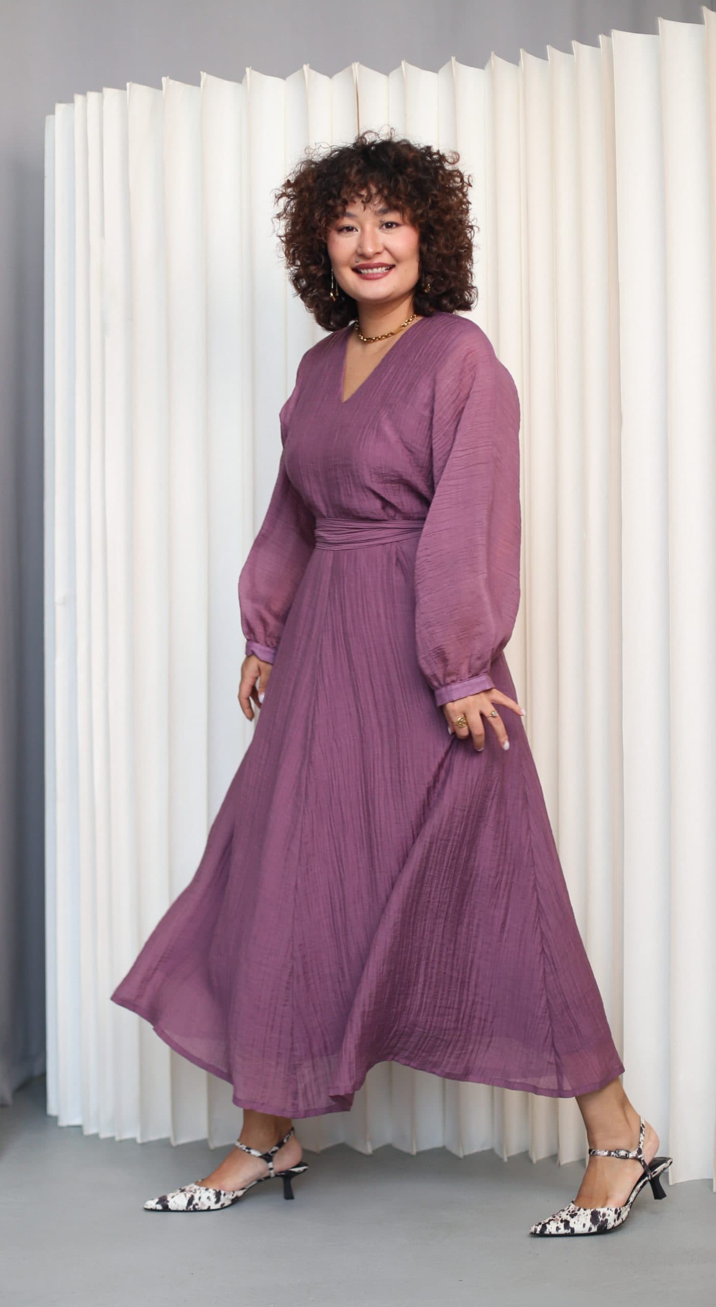 Платье Пасифика из жатого тенсел шифона - Мальва, S