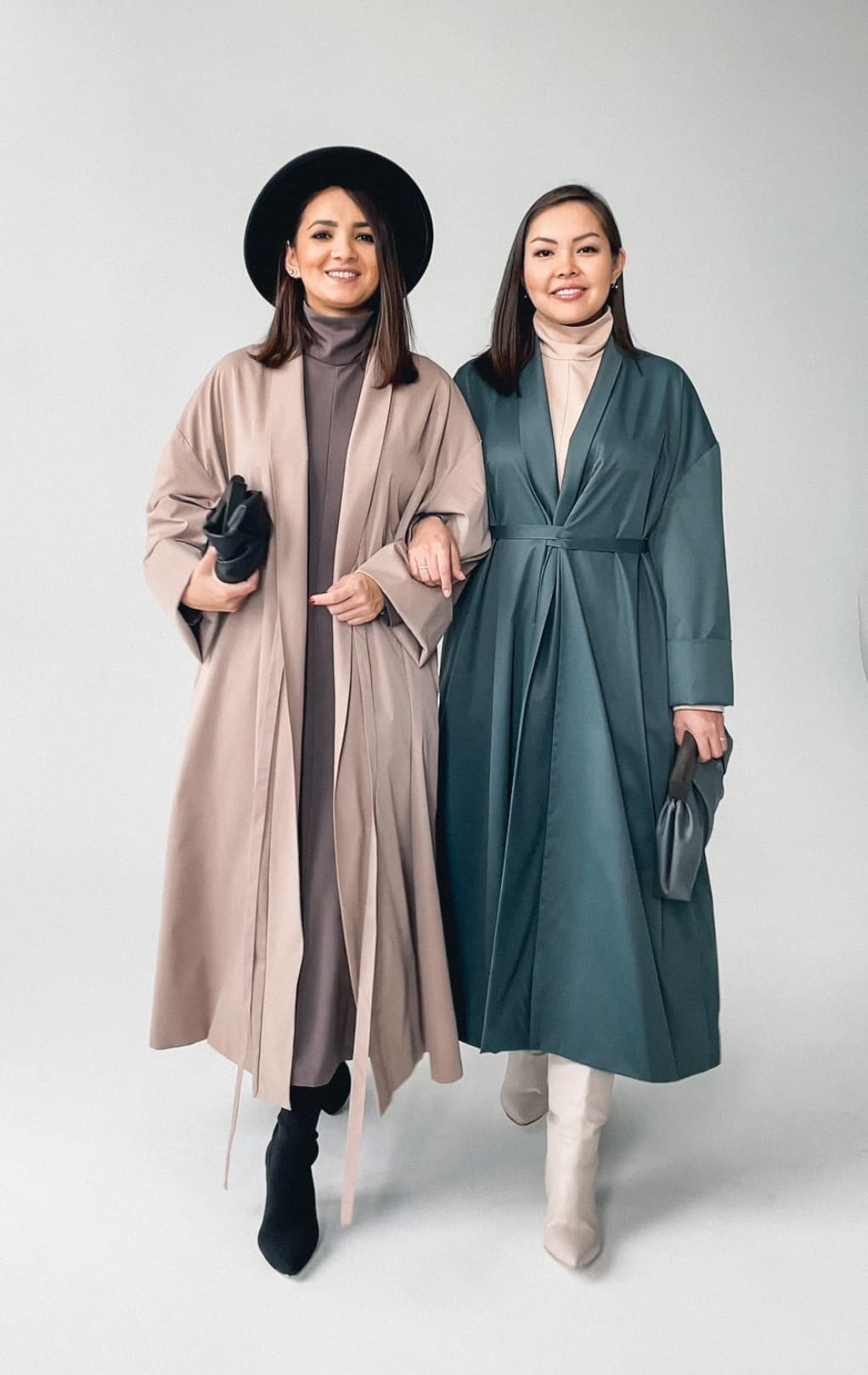 Тренч Кимоно из плащевки - S, Голубая Ель