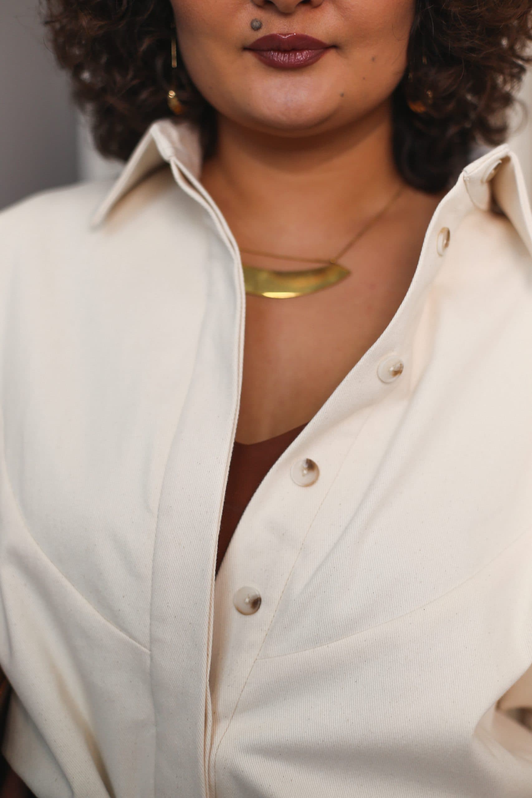 Рубашка с манишкой из денима с эластаном