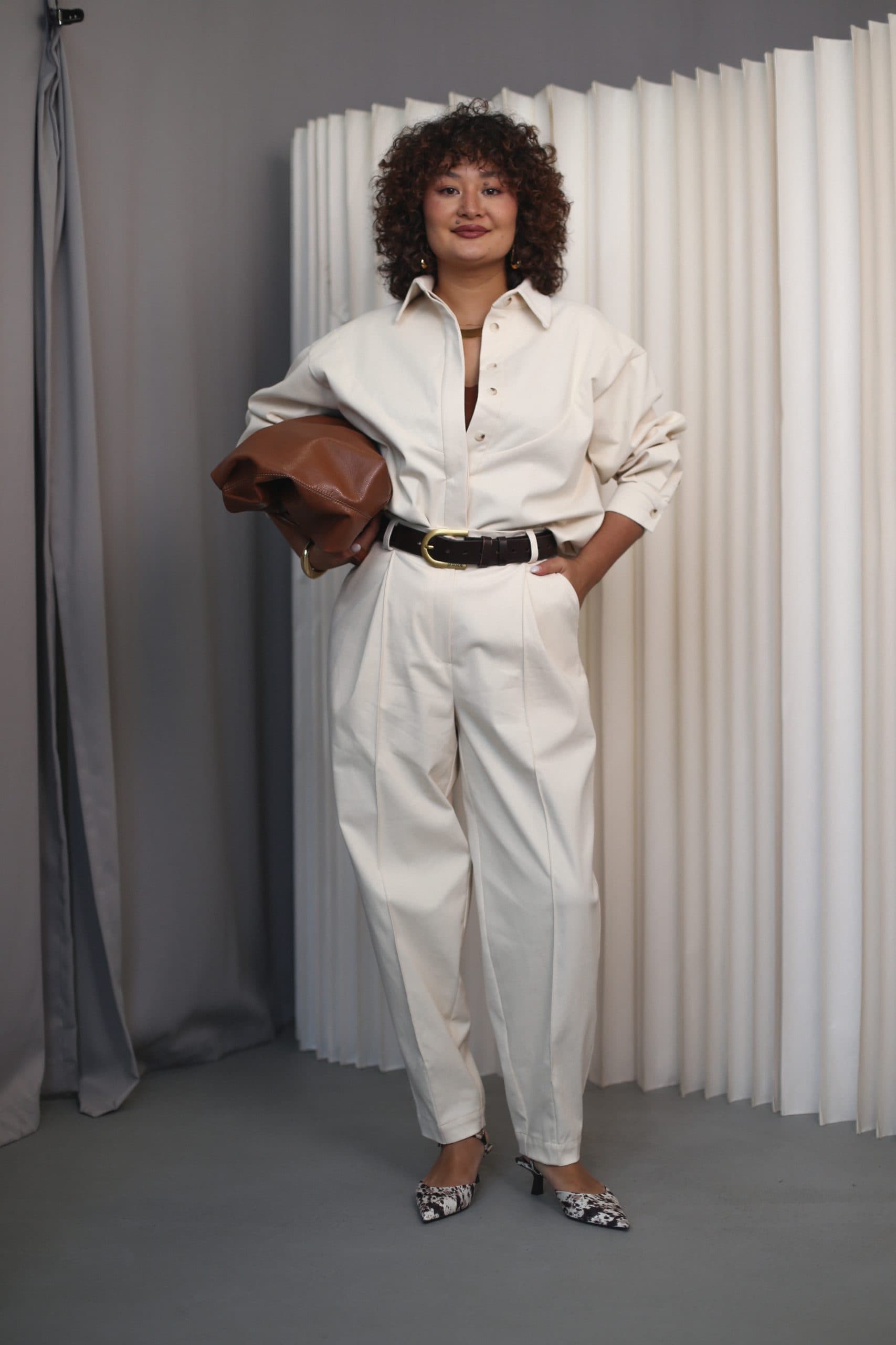 Рубашка с манишкой из денима с эластаном