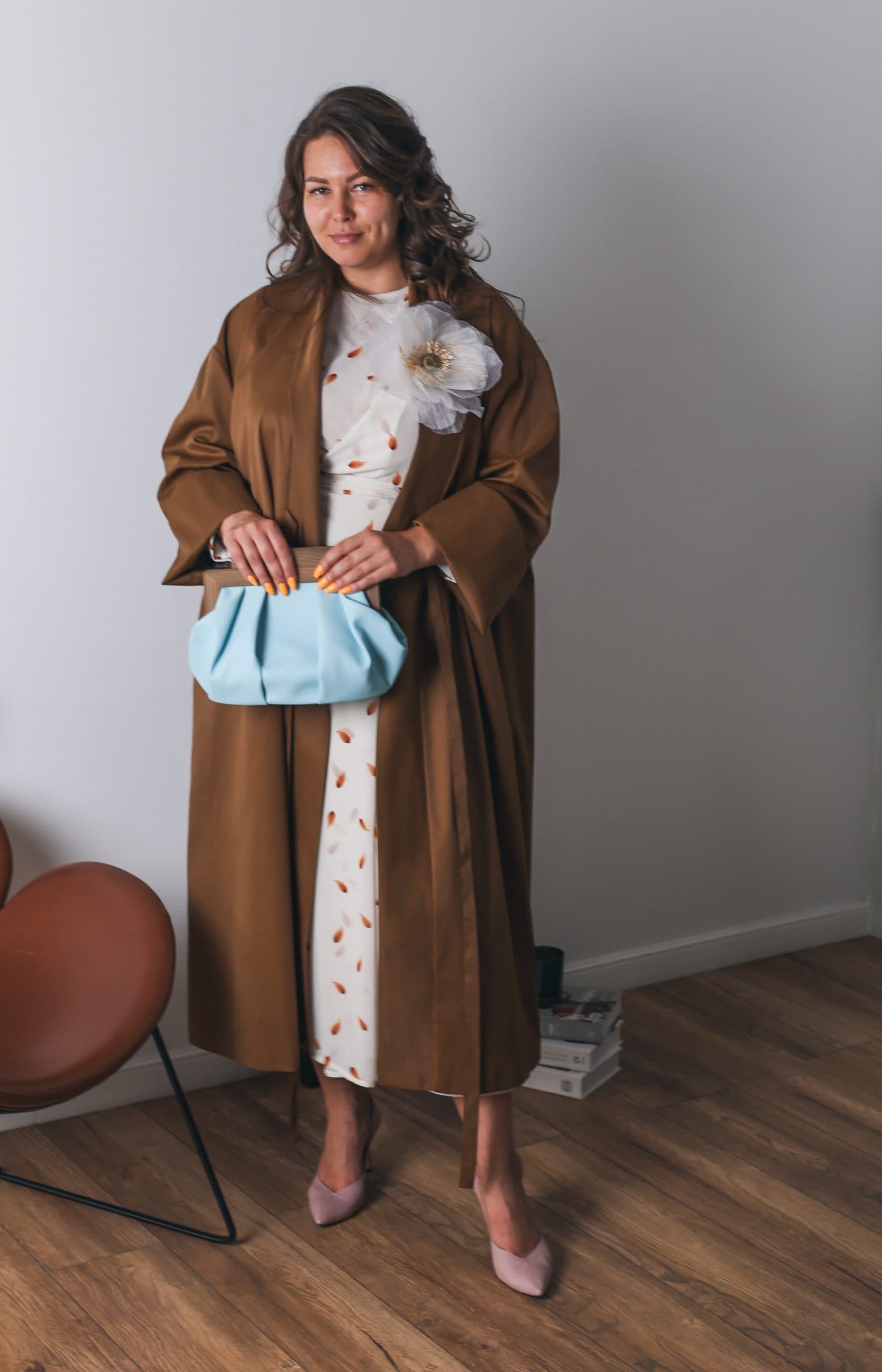 Тренч Кимоно из плащевки - S, Миндаль