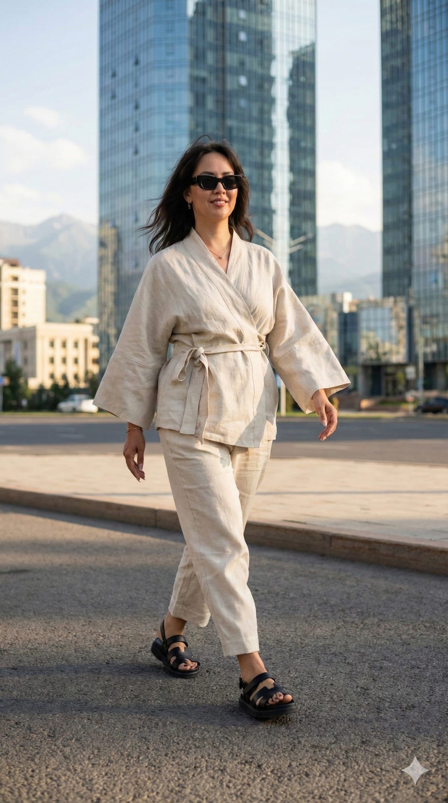 Костюм-кимоно Сэн из льна - S, Ракушка