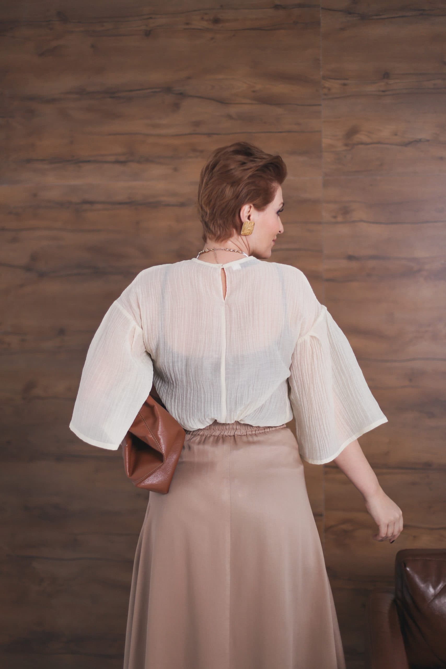 Блуза Лея из жатого тенсел-шифона