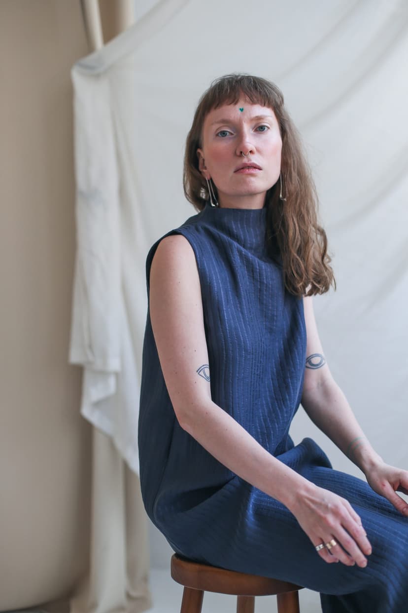 Туника Сохо из тенсела в рельефную полоску