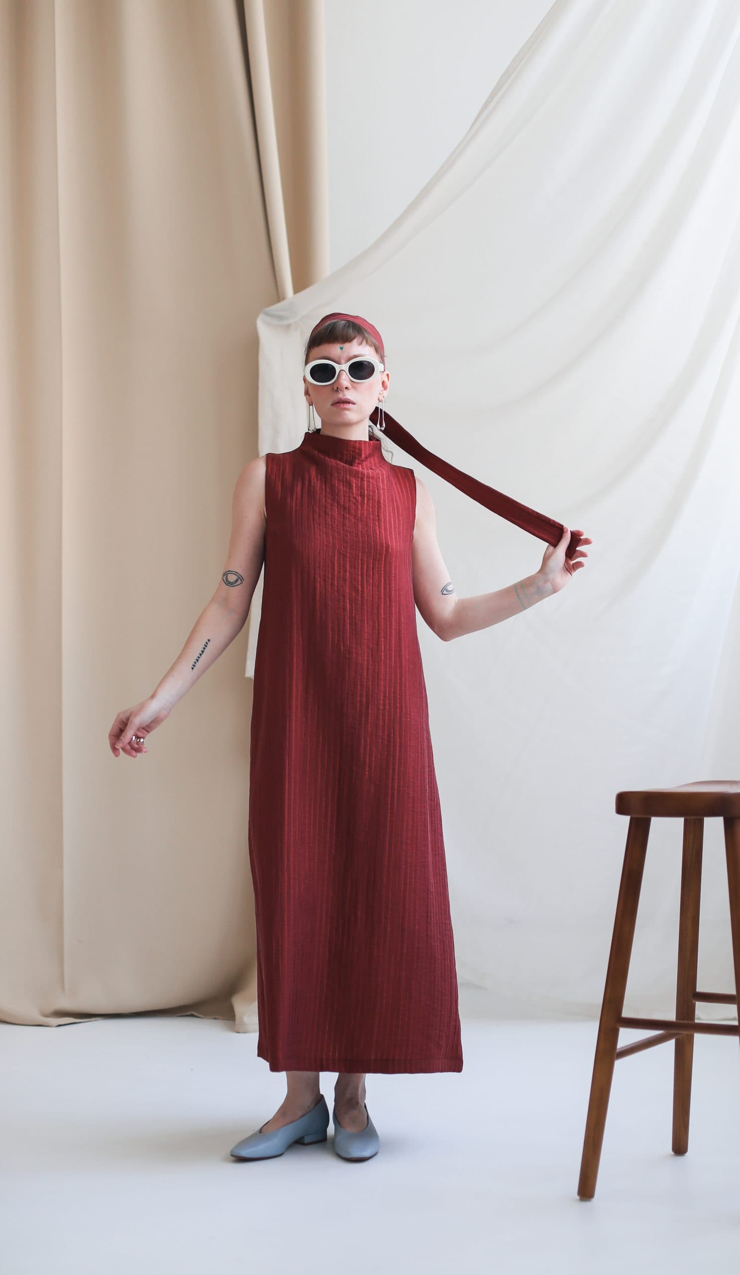 Туника Сохо из тенсела в рельефную полоску