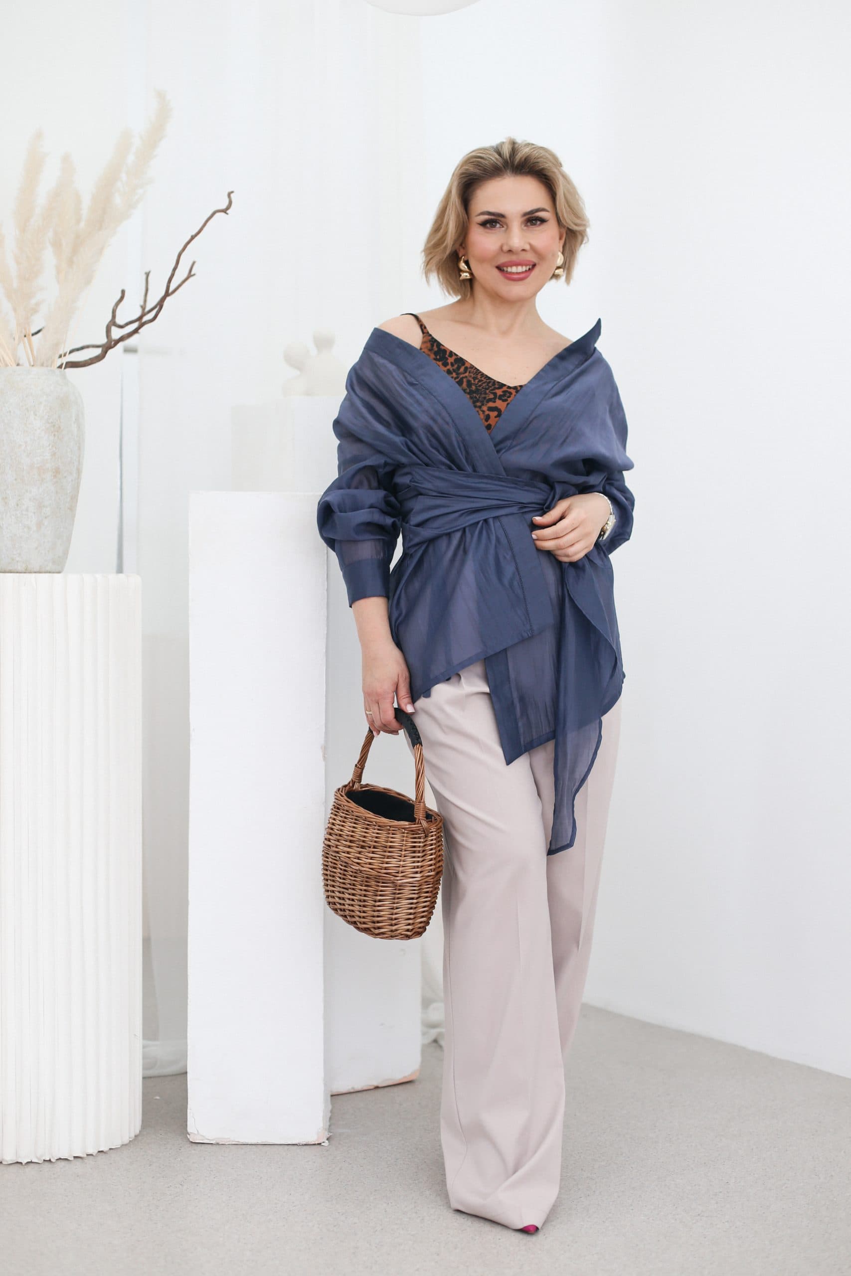 Рубашка Мэй из лиоцеля - S, Дельфин