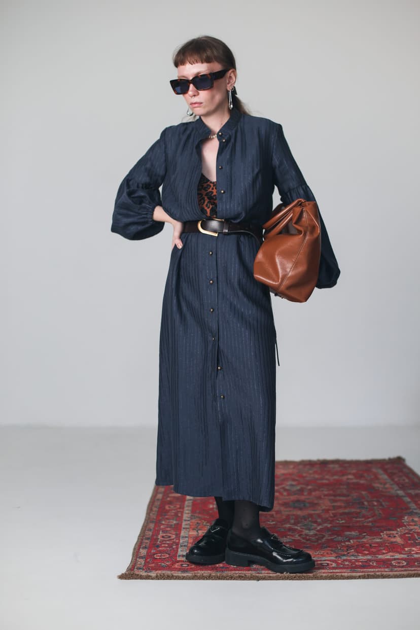 Платье Сури из тенсела в рельефную полоску